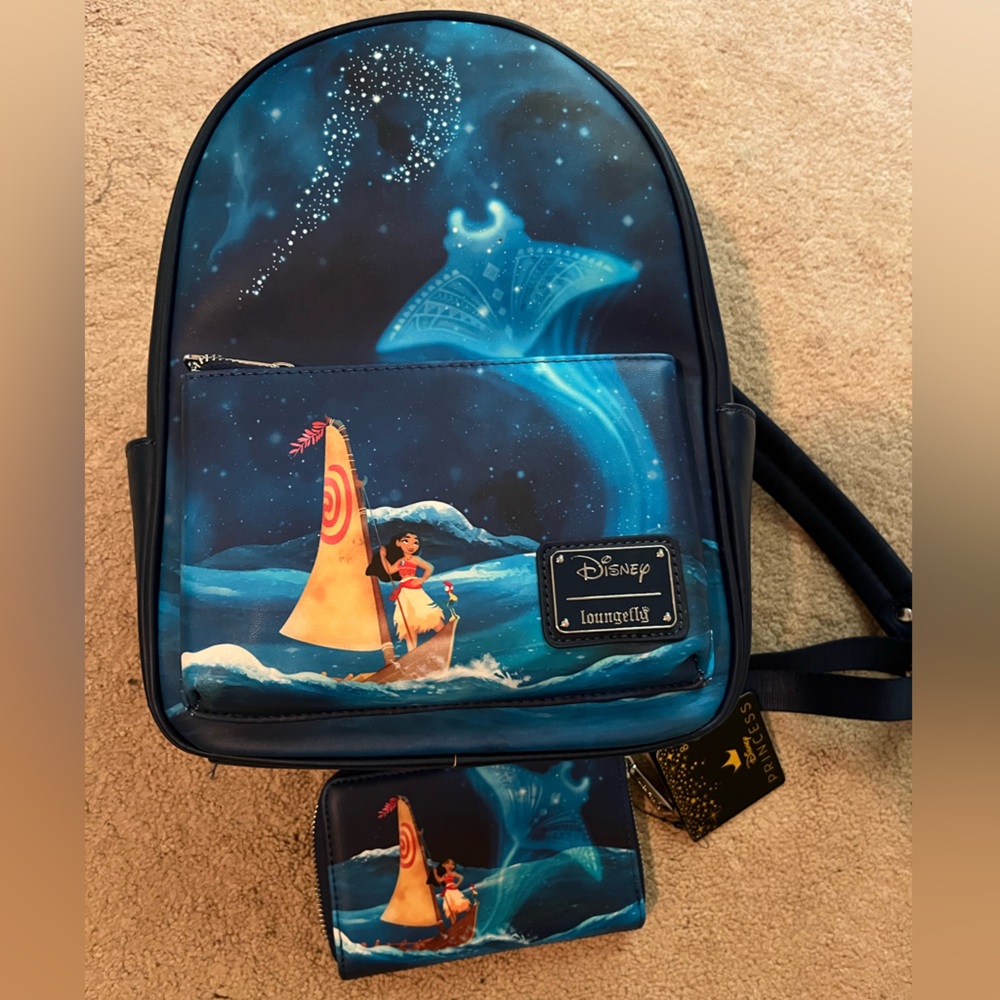 Moana Loungefly backpack and wallet